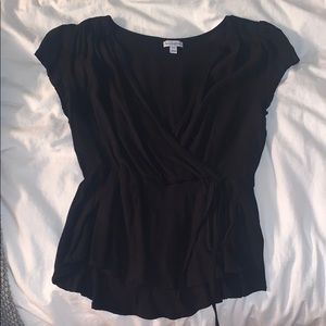 Low v-cut black going out shirt